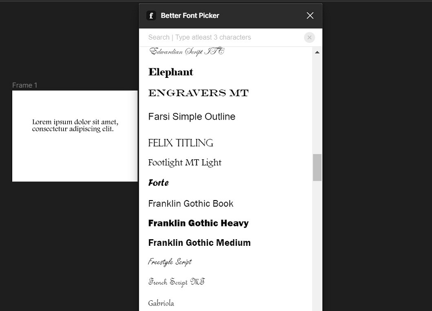 better font picker plugin illustration