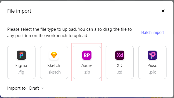 choose import axure file