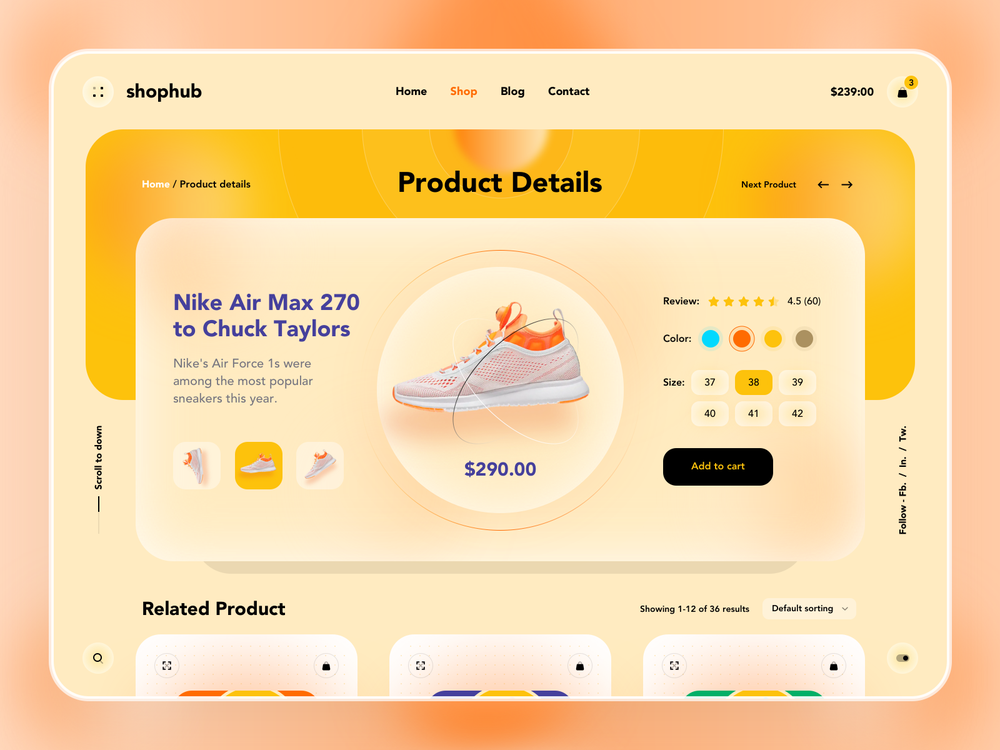 ecommerce shophub tablet ui design