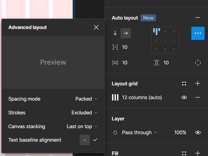 auto layout advanced settings overview