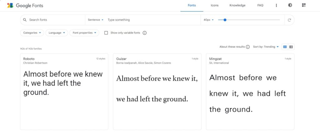 google fonts