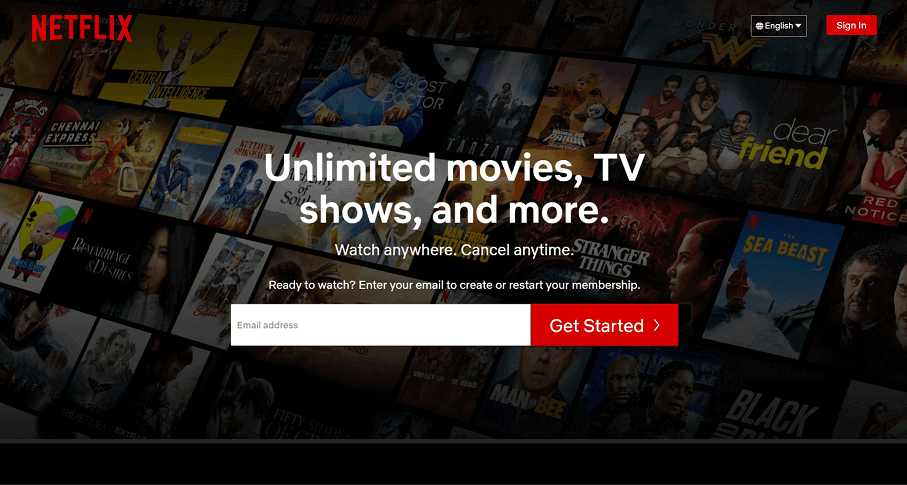 netflix landing page design