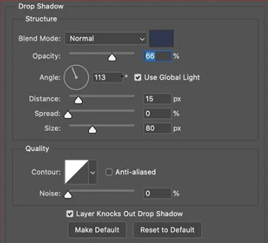 photoshop drop shadow built-in tool