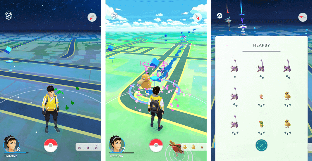 Pokémon GO user map interface (a) and corresponding OpenStreetMap