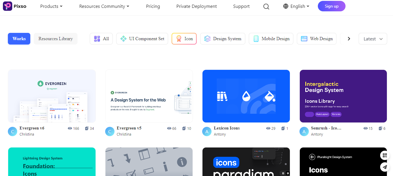 rich icon design resources in pixso community