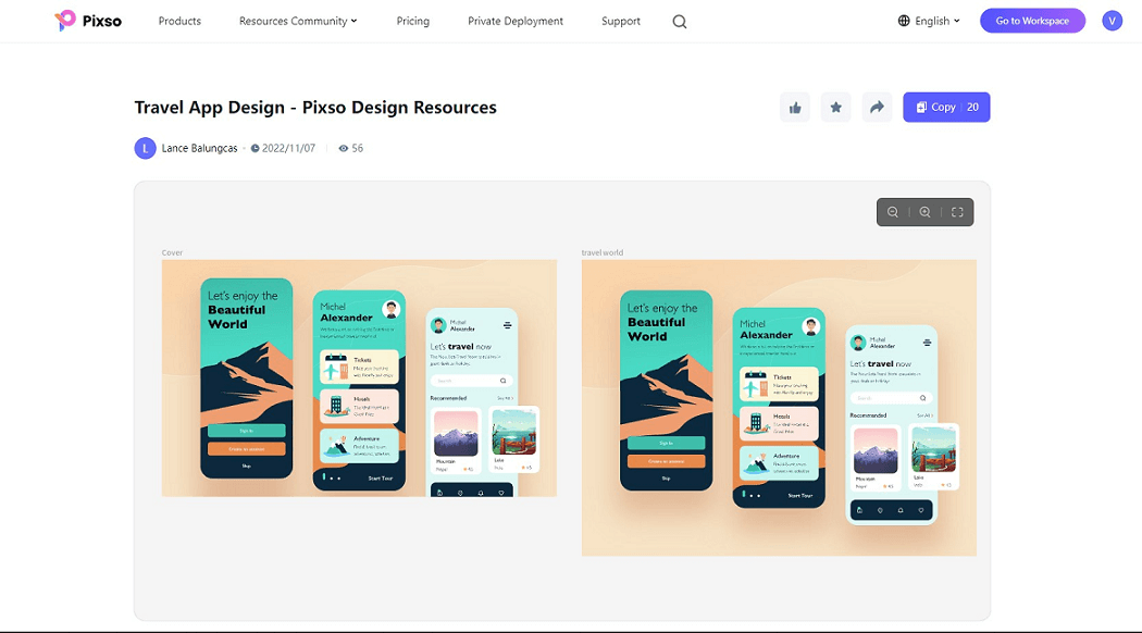 travel app design template