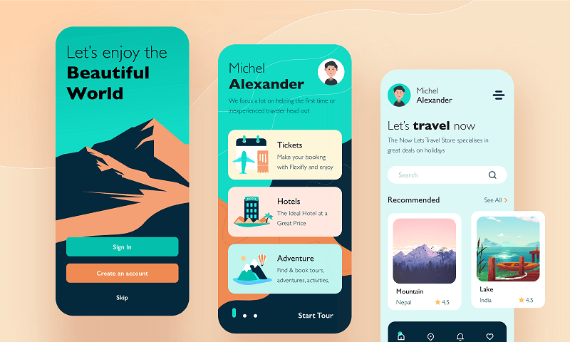 travel app ui